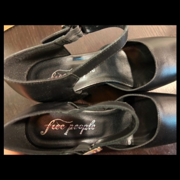 Free People Gwen Mary Jane Leather Platform Heels Shoes Black Size US 8/EU 38.5 - Picture 13 of 16